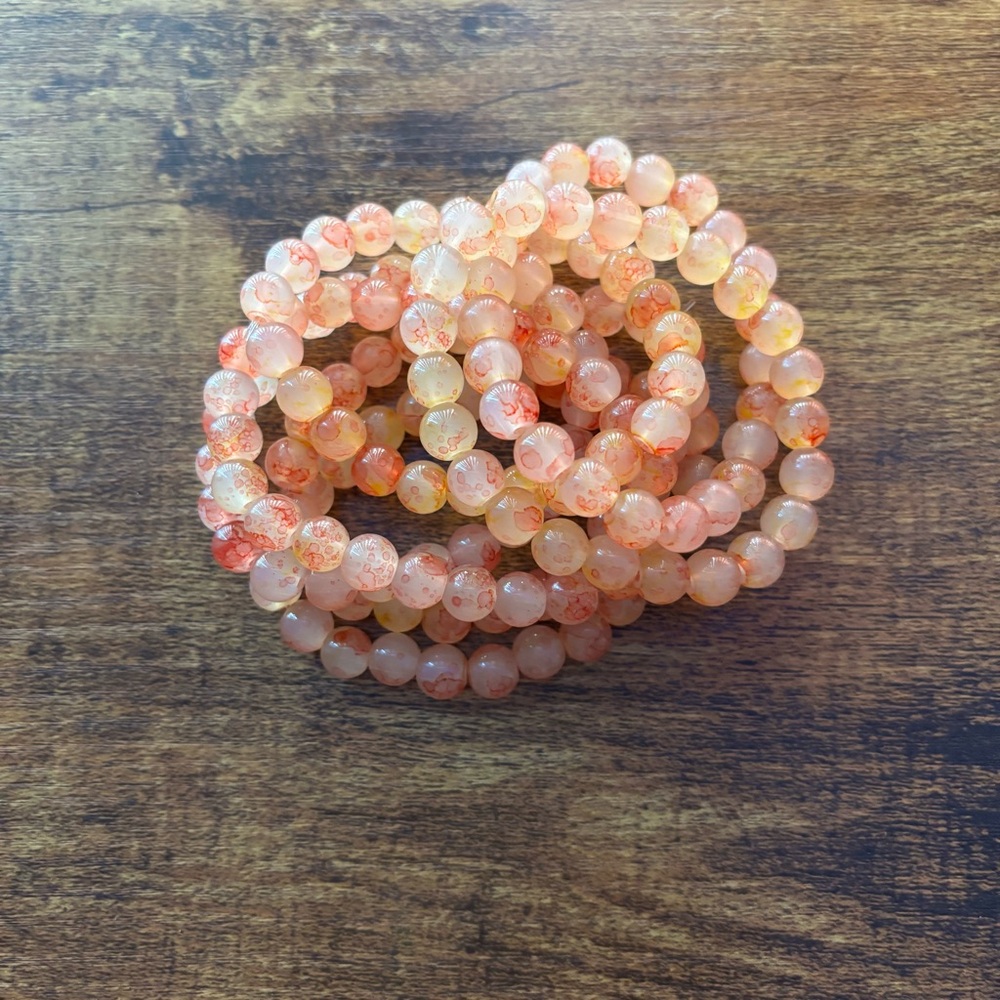 NWT 7 pcs Handmade Glass Stone Beaded Bracelet 8mm